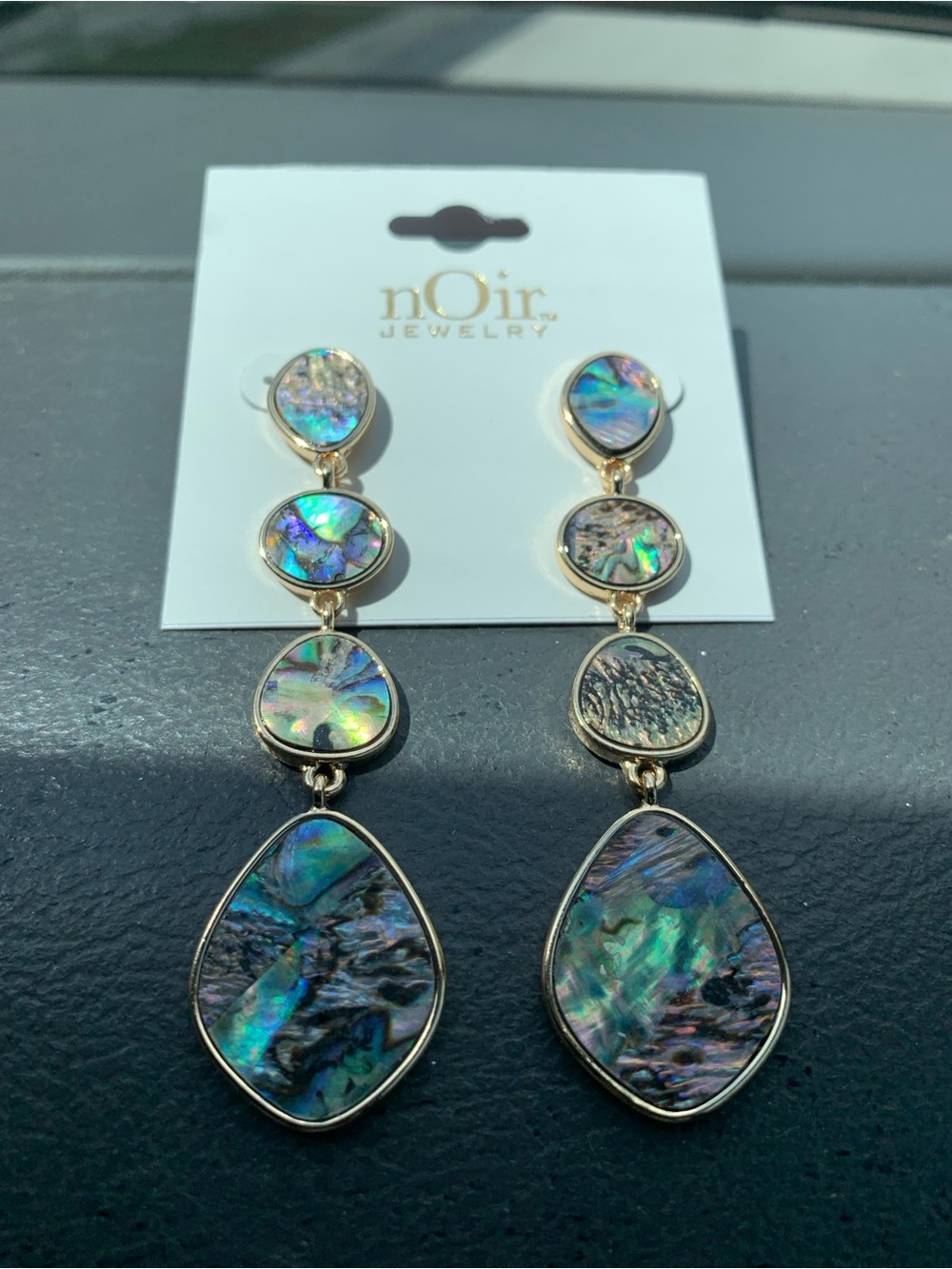 nOir Jewelry Abalone Teardrop Dangle Earrings - Blue Green Purple